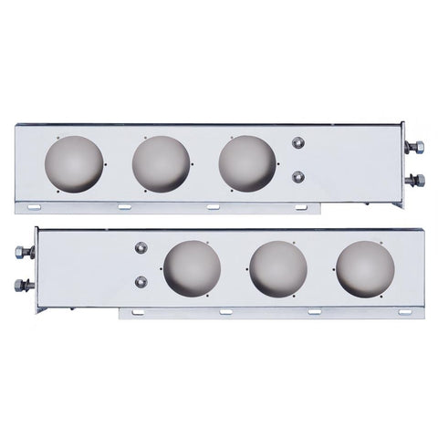 2 1/2 " Bolt Pattern Stainless Steel  Spring Loaded Light Bar w/ Six 4" Light Cutouts ( PAIR )